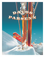 Davos Switzerland - Parsenn Ski Area - Funicular Railway - c. 1943 - Fine Art Prints & Posters