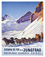 Jungfrau Railway Switzerland - Bernese Alps - Dog Sled Huskies - c. 1925 - Fine Art Prints & Posters