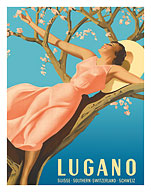 Lugano - Southern Switzerland (Suisse, Schweiz) - Woman in Pink Dress - c. 1939 - Fine Art Prints & Posters