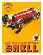 Shell Motor Oils - Aeroshell - Shell-A-Cyl - Racing Cars - c. 1934 - Fine Art Prints & Posters