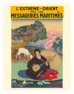 Far East (L'Extrême-Orient) - Japenese Geisha - Messageries Maritimes - c. 1930's - Fine Art Prints & Posters