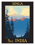 Simla - See India - Himalayas Mountains At Sunset - c. 1940's - Fine Art Prints & Posters