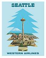 Seattle - Western Airlines - c. 1970's - Fine Art Prints & Posters