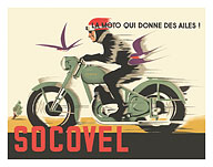 Socovel Motorcycles - The Moto Gives You Wings (La Moto Qui Donne Ailes) - c. 1940 - Fine Art Prints & Posters