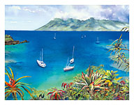 Dream Reef - Hawaiian Islands - Sailboats Anchored in Peaceful Honolua Bay - Fine Art Prints & Posters