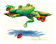 Launch Pad - Hawaiian Frog (Poloka) with Ukulele - Fine Art Prints & Posters