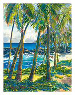 Maka Makai (View by the Sea) - Peaceful Hawaiian Bay - Palm Trees - Fine Art Prints & Posters