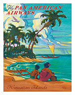 Hawaiian Islands - Fly Pan American Airways - Outrigger Beach - Fine Art Prints & Posters