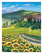 Golden Tuscana - Italy - Sunflower Field - Fine Art Prints & Posters