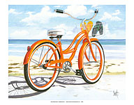 My Orange Pride - Bicycle at the Beach - Fine Art Prints & Posters