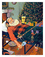 Snoozing Santa - Christmas Elves - Fine Art Prints & Posters