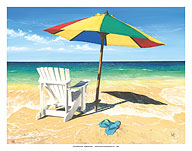 Surf Sand Summer - Beach Chair Ocean View - Fine Art Prints & Posters