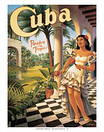 Cuba - Paradise of the Tropics - Cuban Girl with Maracas (Rumba Shakers) - Fine Art Prints & Posters