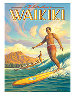 Aloha Waikiki - Surfing - Diamond Head - Oahu - Honolulu  Hawaii - Fine Art Prints & Posters
