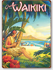 Greetings from Waikiki - Hawaiian Vintage Metal Signs