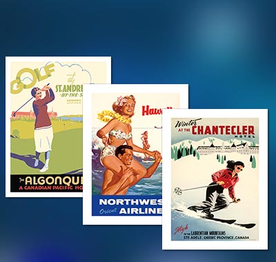 vintage city travel posters