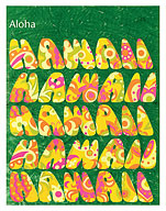 Hawaii - Psychedelic Flower Power Art - c. 1960's - Giclée Art Prints & Posters