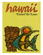 United Airlines Hawaii, Fish & Tiki - Giclée Art Prints & Posters