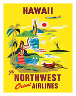 Northwest Orient Airlines, Hawaii - Giclée Art Prints & Posters