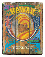 United Air Lines: Hawaii - Wood Panel Sign - Giclée Art Prints & Posters