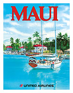 United Airlines Maui, Lahaina - Giclée Art Prints & Posters