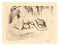 Nude Study - from Etchings and Drawings of Hawaiians - c. 1940's - Giclée Art Prints & Posters