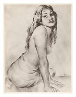 Marion - Topless Hawaiian Girl - from Etchings and Drawings of Hawaiians - Fine Art Prints & Posters