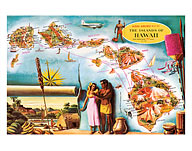 Aloha Airlines Route Map of the Hawaiian Islands - Giclée Art Prints & Posters
