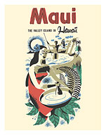 Maui - The Valley Island in Hawaii - Hawaiian Poi Pounder - c. 1946 - Giclée Art Prints & Posters