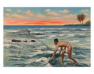 Hawaiian Fisherman (Lawaia) With Net - Fine Art Prints & Posters