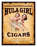 Hula Girl Cigars - Aloha from Hawaii - Kona Coffee Flavor - Fine Art Prints & Posters