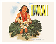 Hawaiian Girl with Flower Leis - Matson Lines - Giclée Art Prints & Posters