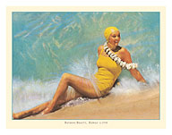 Hawaiian Bathing Beauty, Hawaii - Matson Line (Matson Navigation Company) - c. 1938 - Fine Art Prints & Posters
