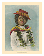 Hawaiian Girl with Leis - c. 1910 - Fine Art Prints & Posters
