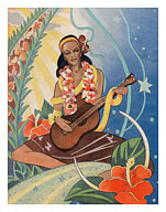 Hawaiian Musician - Curt Teich & Co. c.1943 - Fine Art Prints & Posters