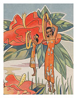 Aloha Nui From Hawaii - Hawaiian Hula Dancers c.1943 - Fine Art Prints & Posters