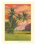 Moanalua Palms at Sunset - Honolulu, Oahu, Hawaii - c. 1930's - Fine Art Prints & Posters