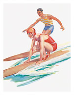 Surfing - Steamship S.S. Matsonia - Matson Line (Matson Navigation Company) - Giclée Art Prints & Posters