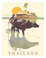 Thailand - SS Malolo Menu Cover - c. 1928 - Fine Art Prints & Posters
