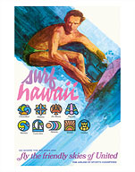 Surf Hawaii - Go Where the Big Ones Are - United Air Lines - Fine Art Prints & Posters