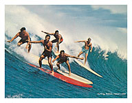 Surfing Waikiki - Honolulu, Hawaii - c. 1955 - Fine Art Prints & Posters