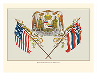 Royal Hawaiian Coat of Arms - Hawaii State Motto - c. 1902 - Fine Art Prints & Posters