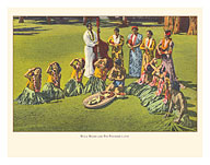 Hawaii Hula Girls and Poi Pounder - c. 1930's - Giclée Art Prints & Posters