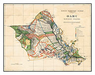 Oahu - Hawaiian Islands - Hawaii Territory Survey Map - Fine Art Prints & Posters