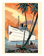 S.S. City of Honolulu - Boat Day Hawaii - Los Angeles Steamship Company - c.1920's - Giclée Art Prints & Posters