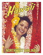 Hawaii - Northwest Airlines - Flower Leis - c.1960 - Giclée Art Prints & Posters