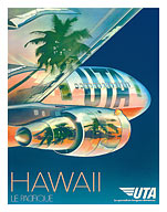 Union de Transports Aeriens (UTA) - Hawaii, Le Pacifique (The Pacific) - Fine Art Prints & Posters