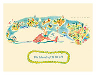 The Islands of Hawaii - Pictorial Map - c. 1952 - Giclée Art Prints & Posters