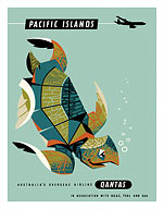 Pacific Islands - Qantas Airways - Green Sea Turtle - Fine Art Prints & Posters