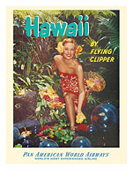 Hawaii - by Flying Clipper - Pan American World Airways - Hawaiian Rainforest Girl - c. 1970's - Fine Art Prints & Posters